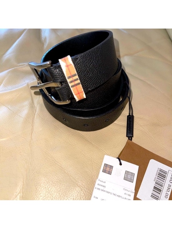 Burberry Other - Burberry Black Leather Men's Belt with Haymarket Accent
